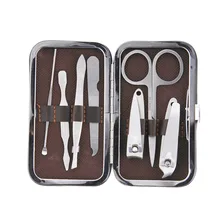 7pcs Portable Manicure Set Nail Scissor Ear-picker Knife Ear Picker Utility Nail Clipper Kit Stainless steel Nail Care Tool Sets