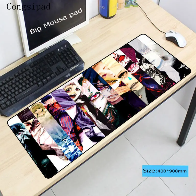 Congsipad 90x40 см японский аниме большой коврик для мыши XL Tokyo Ghoul игровой домашний