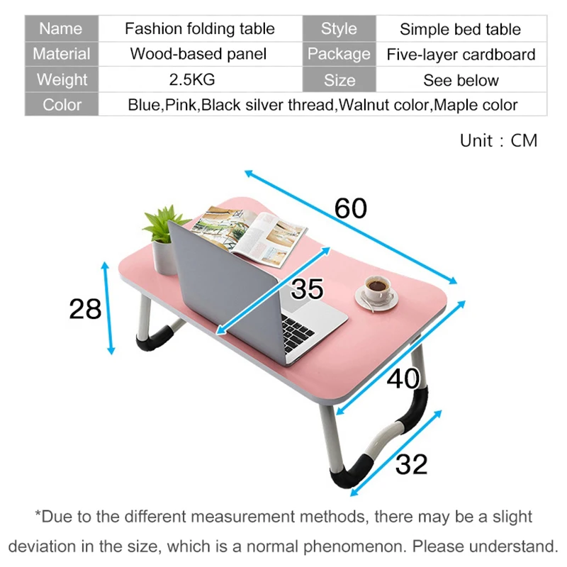  Wooden folding Laptop table office desk Bed computer desk Small book desk Childrens drawing table b