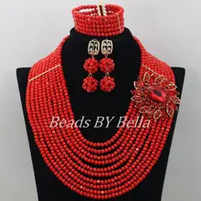 Горячая мода красный нигерийские Бусины Кристалл Ожерелья для мужчин браслет Серьги свадебные туфли в африканском стиле Бусины комплект ювелирных изделий abf374