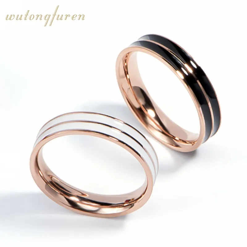 

New cheap Korean version of the double black and white Epoxy ring couple models Fashion wild jewelry gift for men and women