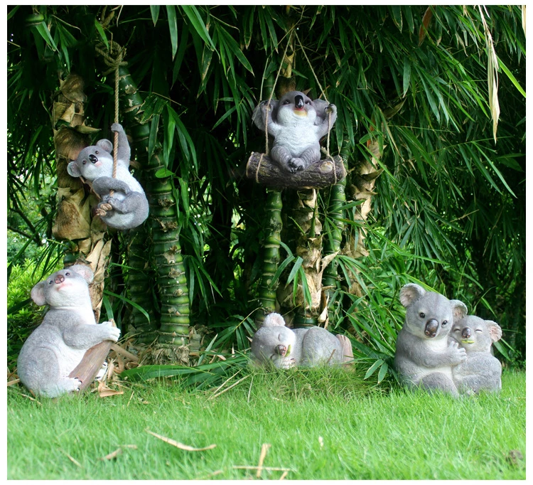 

Garden Statue - Cute Swing Koala Bear - Funny Outdoor Sculpture ornaments - Best Indoor Outdoor Figurines for Patio Yard Lawn