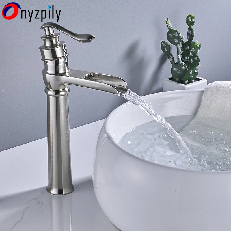 

BrushedDeck Mounted Bathroom Basin Nickel Faucet Mixer Tap With Drain Mounting Ring
