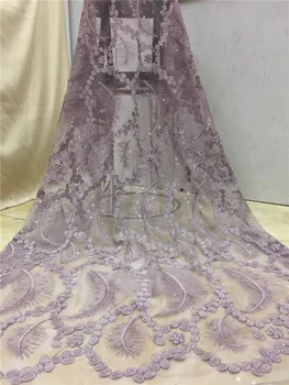 

Sequins Lace Fabric 2019 High Quality African Evening Dress Fabrics New Nigeria Sequined Embroidered Mesh Net Lace Fabric pink