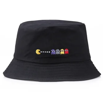 Brand Summer Hat Women Mens Panama Bucket Hat Eat peas Design Flat Sun Visor Fishing Fisherman Bob Hat eat your peas