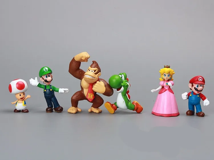 Super Mario Bros Family Mini PVC Figures Toys 18pcs/set Mario Luigi Wario Waluigi Toad Bowser Yoshi Peach Daisy Toy For Child