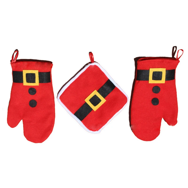 1Set Handmade Christmas font b Gloves b font Oven Microwave Oven Special Mats Placemat Heat Insulation
