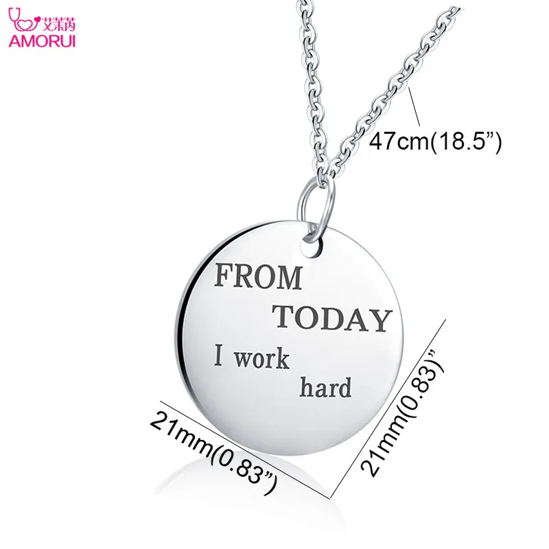 AMORUI Personality Record Life Gold Necklace Pendant For Women Round Pendant With \