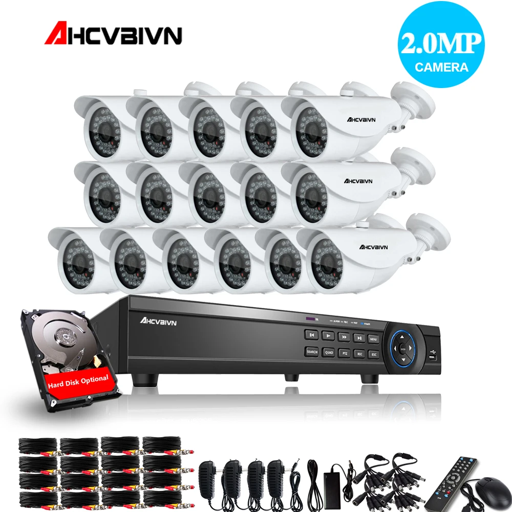 Домашняя 16CH CCTV DVR система AHD DVR 1080 P 2,0 мегапикселей Улучшенная инфракрасная камера системы безопасности 3000TVL CCTV камера безопасности 1 ТБ HDD