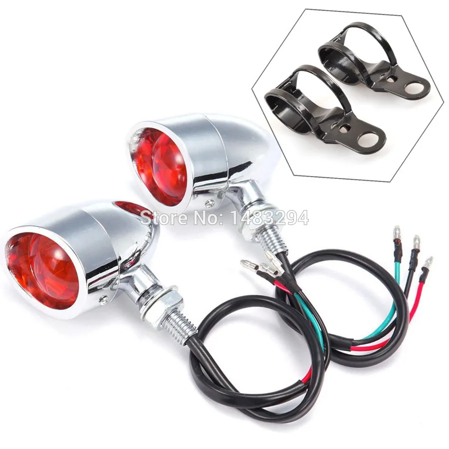 

Chrome Bullet Indicators Brake Tail Light Turning Light W/ Bracket Fits For Harley Sportster 883 1200 XL Bobber Chopper Custom