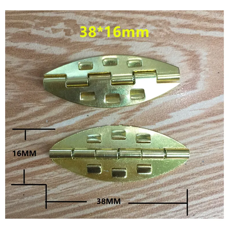 Bulk Yellow Olive Hinge Parliament Decorative Hinges Wooden Gift Jewelry Box Hinge Fittings for Furniture Hardware+Srew 38x16mm