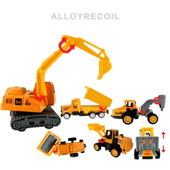 

Kids Mini Wheels Diecast Metal Cars Toy Return Engineering Vehicles Dump-car Dump Truck Model Alloy Pull Back Toy For Baby Gift