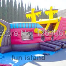 Новейший дизайн картина пиратский корабль надувная горка для продажи
