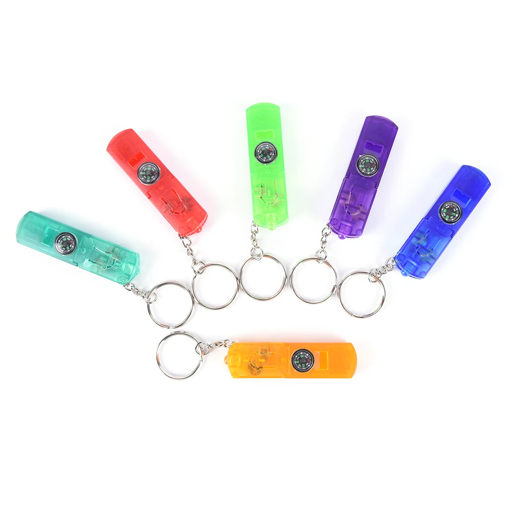 

Mini LED Lamp Keychain Flashlight Compass Whistle Outdoor Night Light Luminous Torch Camping Survival Hiking Practical Tool