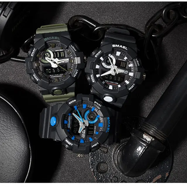 Top Luxury Brand SMAEL Mężczyźni Sport zegarki mężczyźni kwarcowy LED Analog zegar Man Military wodoodporny nadgarstek zegarek Relogio męski tanie i dobre opinie Quartz Wristwatches Complete Calendar Shock Resistant Rattrapante Stop Watch LED display Auto Date Water Resistant Back Light Chronograph Multiple Time Zone Alarm Perpetual Calendar Top Luxury Brand SMAEL Mężczyźni Sport zegarki mężczyźni kwarcowy LED Analog zegar Man Military wodoodporny nadgarstek zegarek Relogio męski tanie i dobre opinie Quartz Wristwatches Complete Calendar Shock Resistant Rattrapante Stop Watch LED display Auto Date Water Resistant Back Light Chronograph Multiple Time Zone Alarm Perpetual Calendar