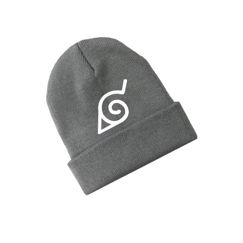 Светящиеся в темноте модные унисекс аниме Hokage Konohagature Leaf Beanie хлопок трикотажные Лыжные Skullies Хип-Хоп Мешковатые шапки Косплей шляпа подарок - Цвет: Gray Leaf Village