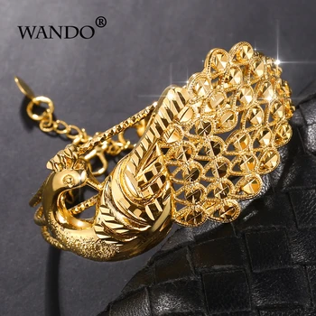

WANDO france Peacock gold bracelet women gold luxury bracelet jewelry high quality romantic bridal peacock bracelet gift B37