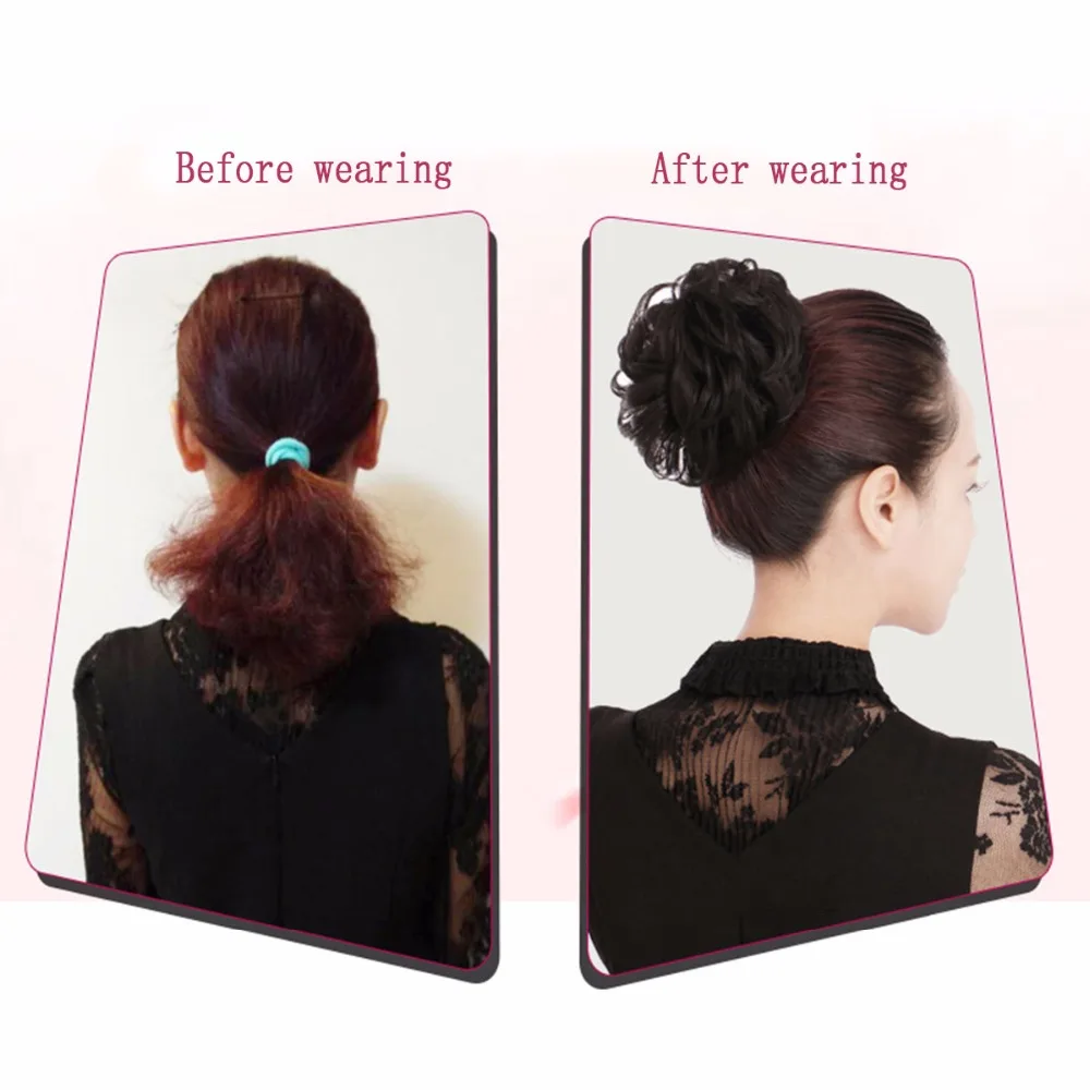 DIFEI Synthetic Hair Chignons Elastic Scrunchie Extensions Hair Ribbon Ponytail Hair Bundles Updo Hair Pieces