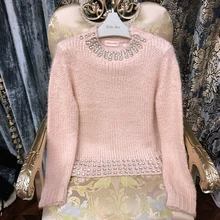 2017 New Arrival Direct Selling Fashion Polyester Sweater Men Sudaderas Nail Bead With Rhinestone Pullover Sweater Lady Mohair
