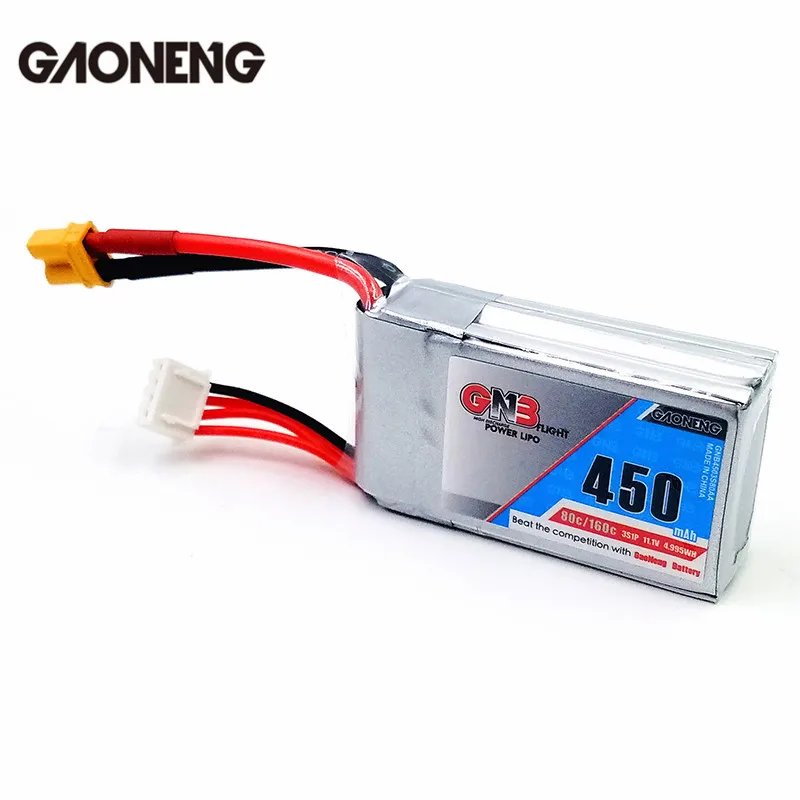 

Gaoneng GNB 11.1V 450mAh 80/160C 3S Lipo Battery XT30 Plug For Eachine Lizard95 FPV Racer Racing Multirotor Rechargeable Parts