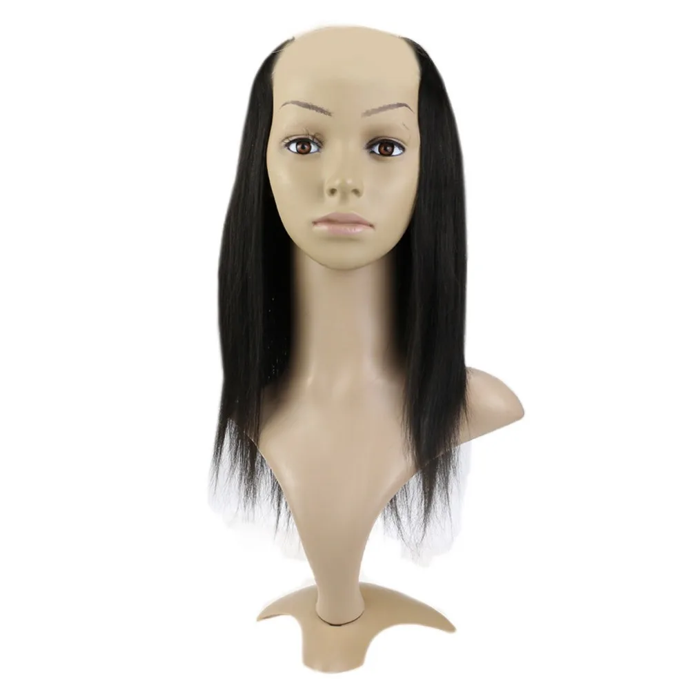 

Full Shine U Part Wig Extensions Clip in One Piece Straight Hair 100% Remy Hair Extensions Solid Color #1B Off Black Half Wig