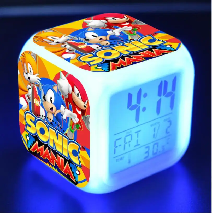 Sonic The Hedgehog фигурки героев светодио дный 7 цветов изменить Сенсорный световой сигнализации Настольные часы мальчиков игрушки#3778 - Цвет: Темный хаки