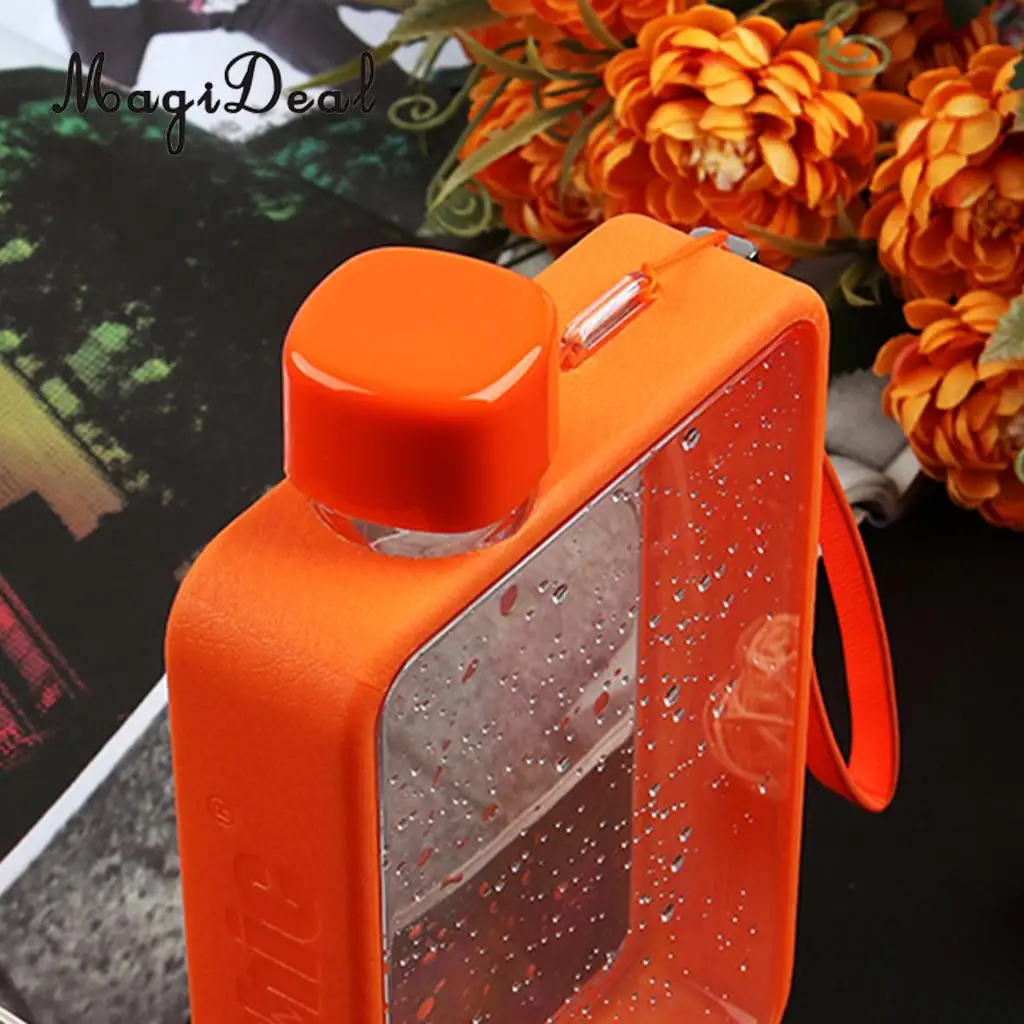 MagiDeal Clear Book Portable Paper Pad Water Bottle Flat Drinks Kettle 5 Colors to Choose