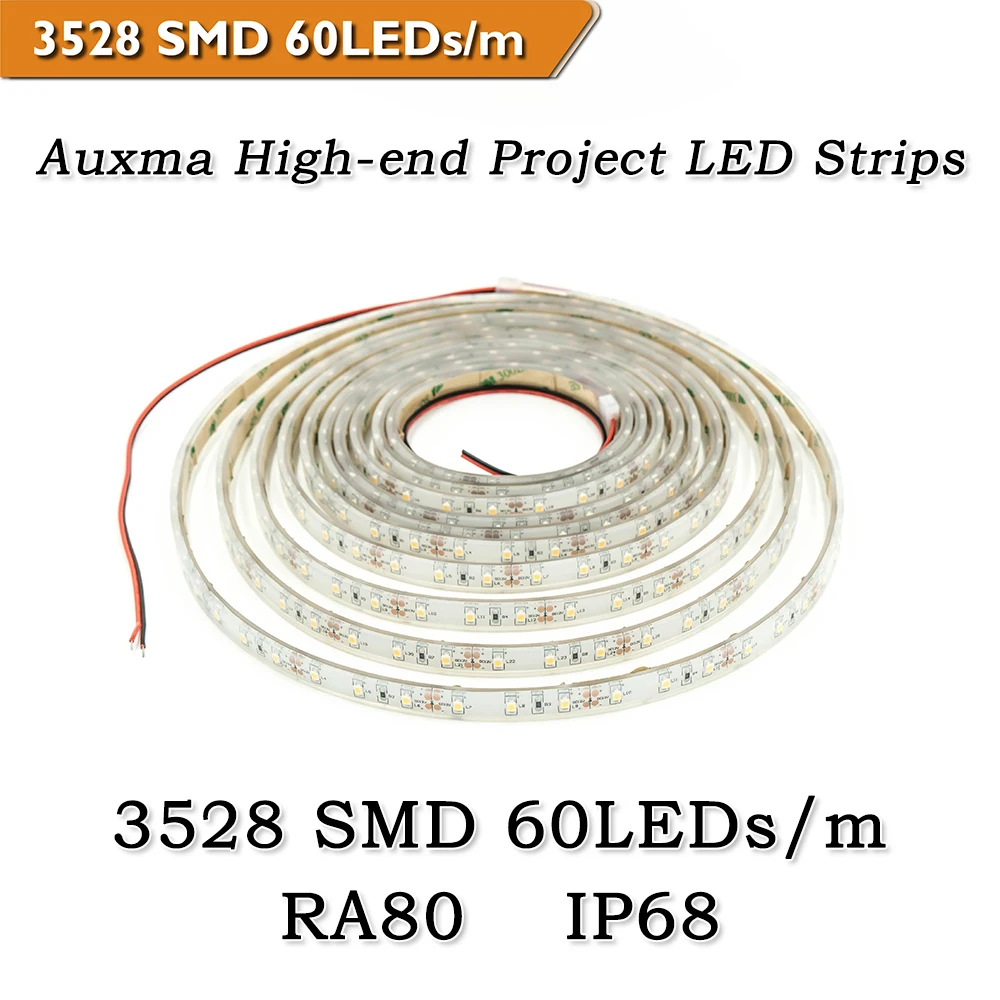 

3528 RA80 CRI80 60LEDs/m IP68 DC12V/24V 300LEDs/Reel,5meter/Reel Silicone Outdoor Waterproof LED Flexible Strip for bath Garden