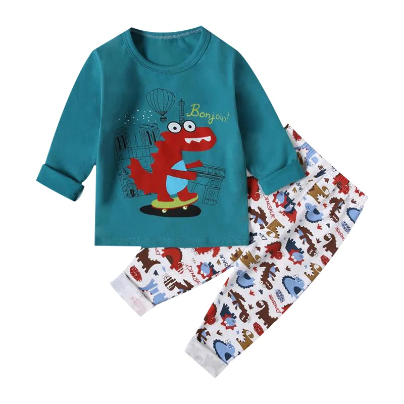 SAILEROAD/детский пижамный комплект с динозавром из мультфильма; детские пижамы; хлопковые пижамы для мальчиков и девочек; pijama infantil; детская одежда для сна; комплект одежды