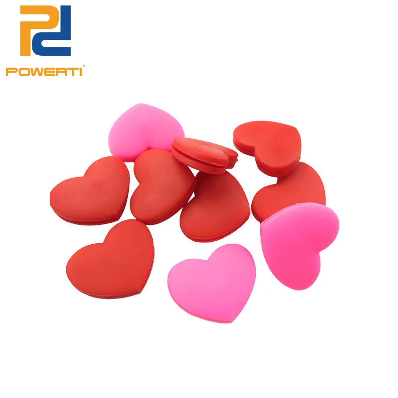 

POWERTI 30pcs/lot Silicone Rubber Cute Red/Pink Heart Tennis Racket Vibration Dampener Shock Dampener for Tennis Racket
