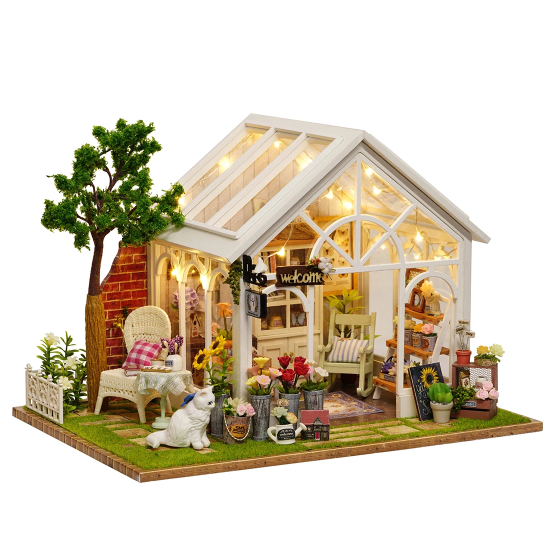 

Interesting Dollhouse Sunlight Greenhouse 3D Assembly DIY Household Creative House Kit Learning Toy For Kid Christmas Gifts
