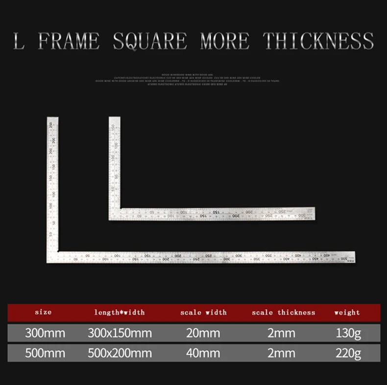 L Рамка квадратная линейка из нержавеющей стали маркировка для деревообработки l-квадрат 90 градусов ангел плотник измерения ручные инструменты