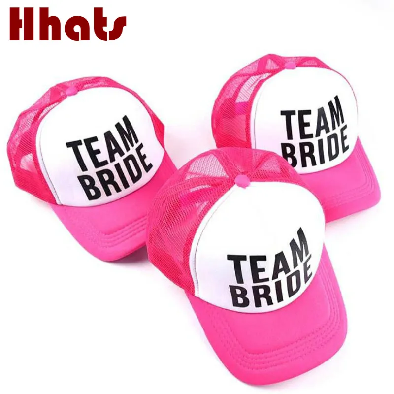 

Casual Gold Printed TEAM BRIDE Summer Baseball Cap Adjustable Snapback Mesh Women Cap Breathable Vintage Trucker Hat SQUAD Cap
