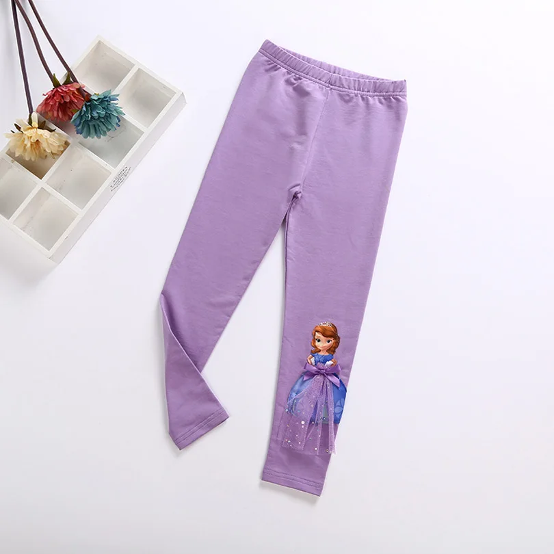 Брюки с героями мультфильмов для девочек Эльза Анна Белла детские леггинсы с героями мультфильмов осенние длинные штаны 3D принцесса брюки леггинсы одежда для детей - Цвет: A