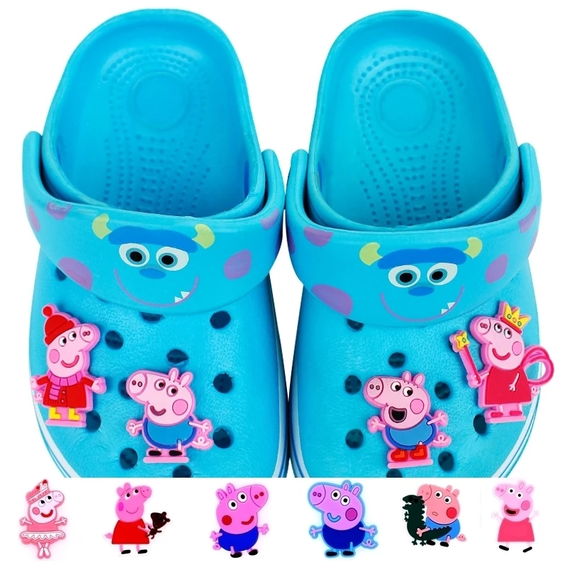 

1pc pvc lovely pepa pig shoe charms shoe accessories hole button for croc jibz shoes kids DIY shoe decoration T109-C