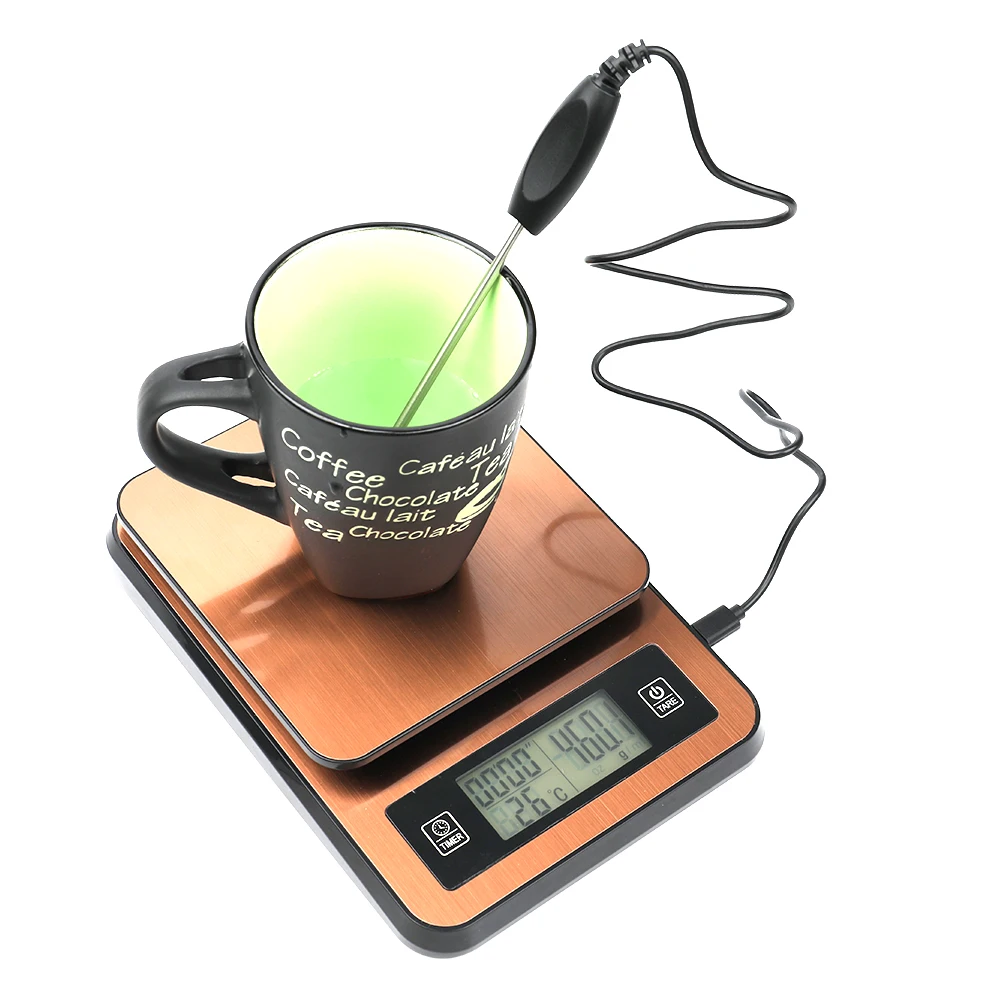 Timed ручной работы Кофе электронные кухонные весы Многофункциональный Баланс цифровые весы + Температура зонд ЖК-дисплей Дисплей