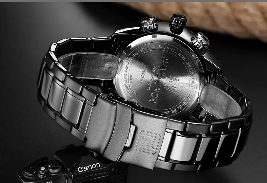 Роскошный бренд NAVIFORCE, полностью стальные мужские военные часы, мужские кварцевые аналоговые светодиодный часы, мужские спортивные наручные часы, мужские часы