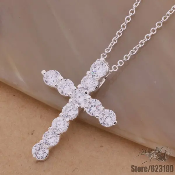 

AN296 silver plated Necklace silver fashion jewelry pendant ablaze cross /belajvsa cqxaliea