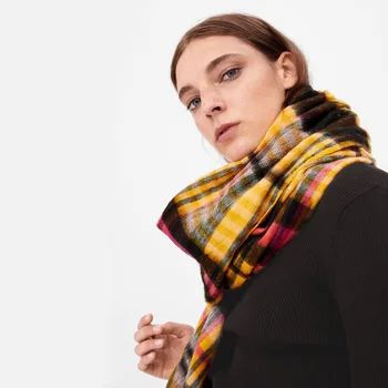 

[BQACCES] 2018 Winter Thick Warm Cashmere Like Scarves Women Multicolor Check Plaid Acrylic Wool Scarf Female Brand Shawl Wraps
