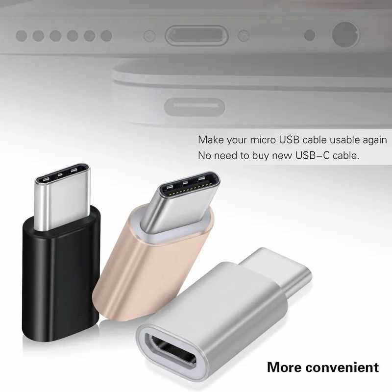3PCS Portefeuille Type-C to Micro USB Adapter Male to Female for Samsung Galaxy S8 Plus Nexus 6P 5X LG G5 V20 Google Pixel Cable (6)