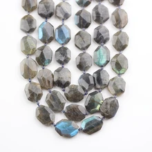 Polished Natural Flash Labradorite Stone Beads,Drilled Faceted Octangle Slab Beads Pendant Necklace Craft,Approx 15-18PCS Strand