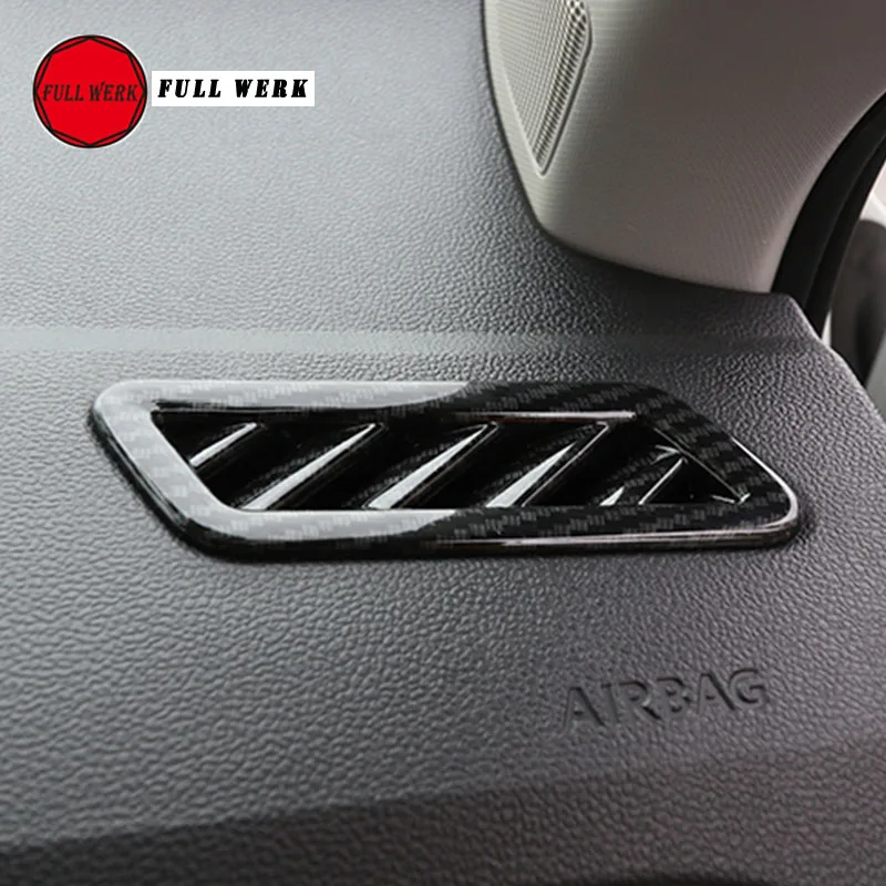 

Set of 2pcs Car Interior Front Dashboard Upper Air Vent Cover Trim Sticker Frame for Volkswagen VW T-ROC 2017 2018 Accessories