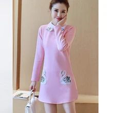 Goose Embroidery Long Sleeve Women Blouses And Shirts Black Blue Female Ladies Casual Shirt Tops Plus Size Blusas Blouse 911B