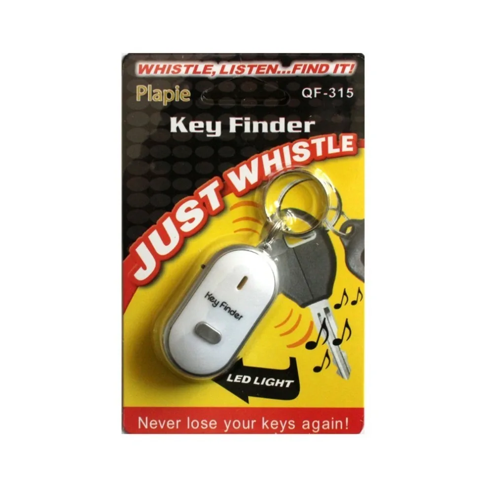 LED Whistle Key Finder Flashing Beeping Sound Control Alarm Anti-Lost Keyfinder Locator Tracker with Keyring 4 Colors For Choice