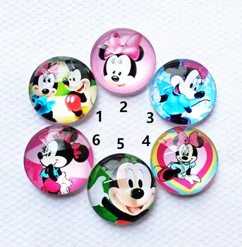 

60pcs/lots Cartoon film mouse Glass cabochon 20mm base connectors for DIY baracelet necklace Earrings key ring making