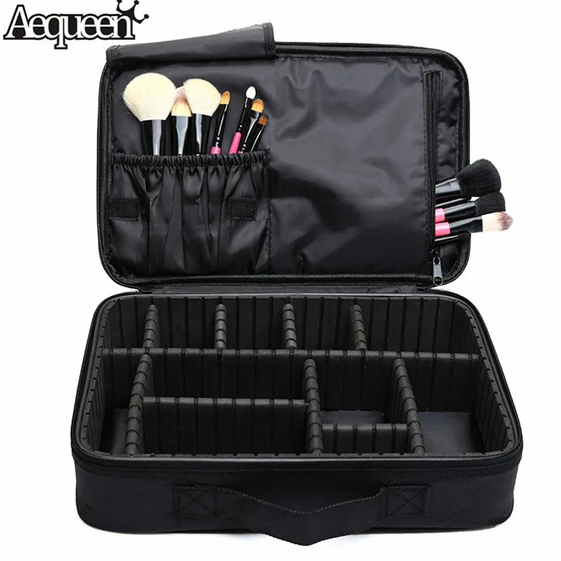 

Professional Makeup Case Travel Organizer Set Large Black Cosmetic Bag Functional Storage Suitcase For Cosmetics Make Up Brushes