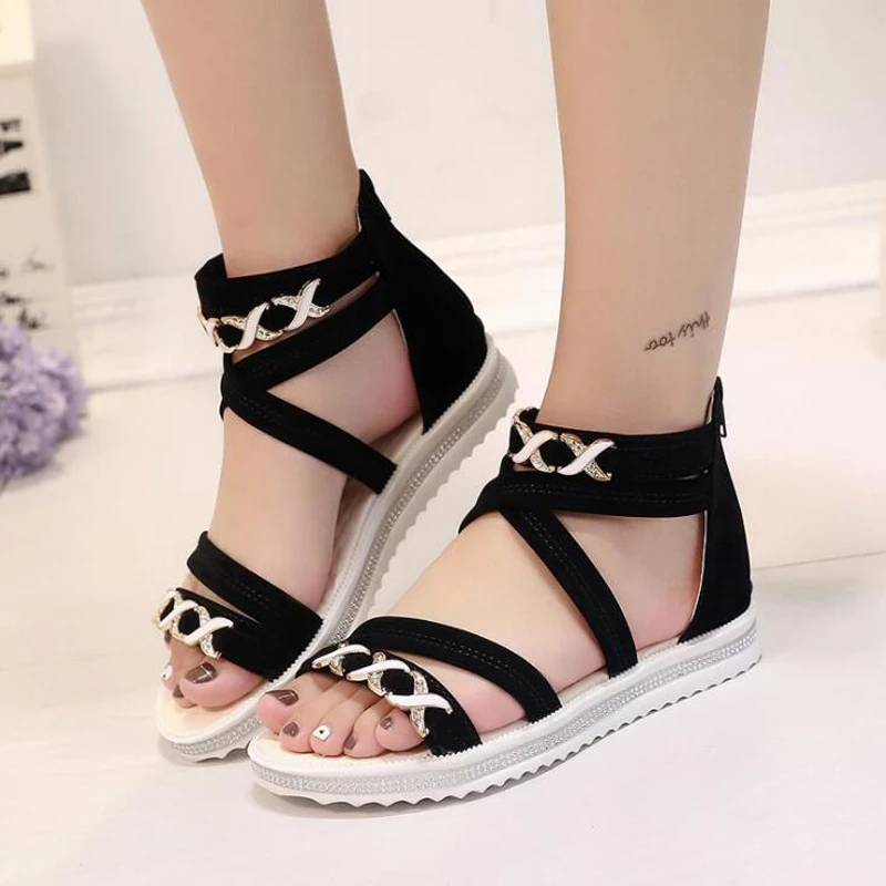 Women sandals 2018 new summer shoes women platform flat sandals solid