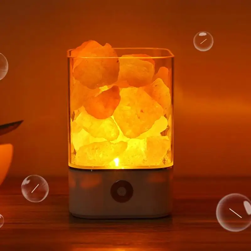 

USB LED Night Light Natural Himalaya Crystal Salt Light Air Purifier Negative Ion Bedside Table Lamp 4Modes Creative Health Gift