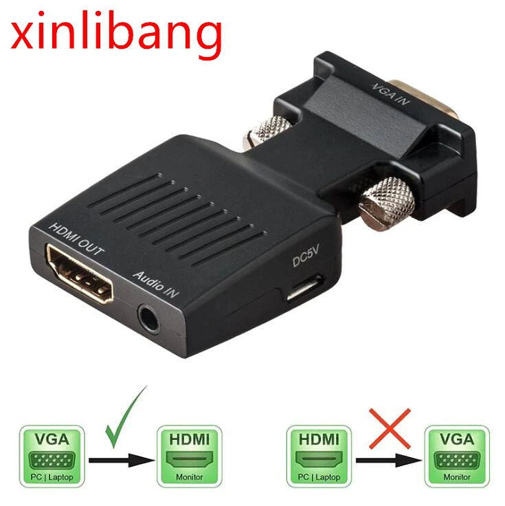 Adaptador VGA a HDMI convertidor hdmi vga con salida de vídeo 1080 P HD 3 5mm puerto Audio auxiliar para | Компьютеры и офис