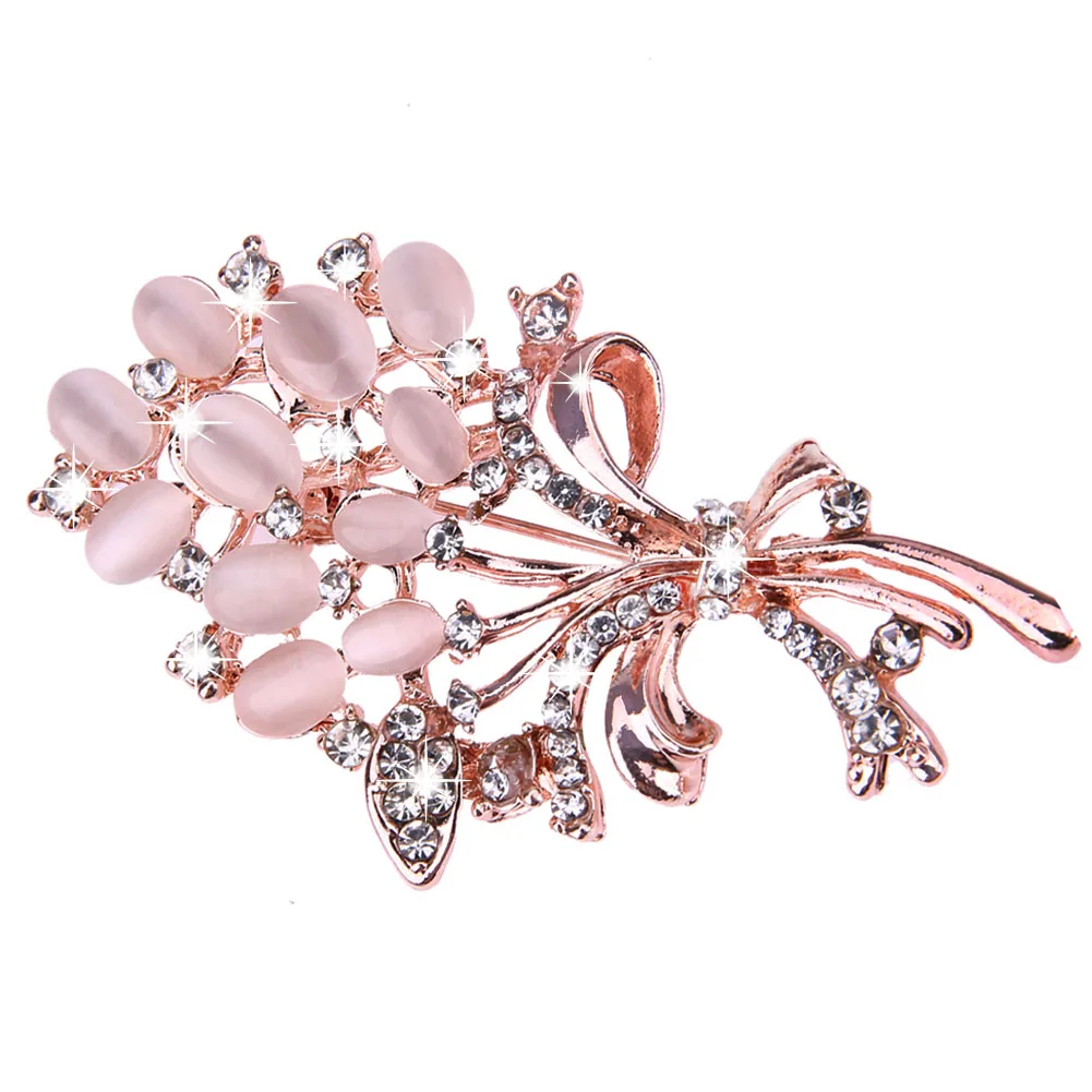 New Hot Selling Fashionable Opal Stone Flower Brooch Pin Women Garment Accessories Brooches Pin Birthday Gift Large Brooch